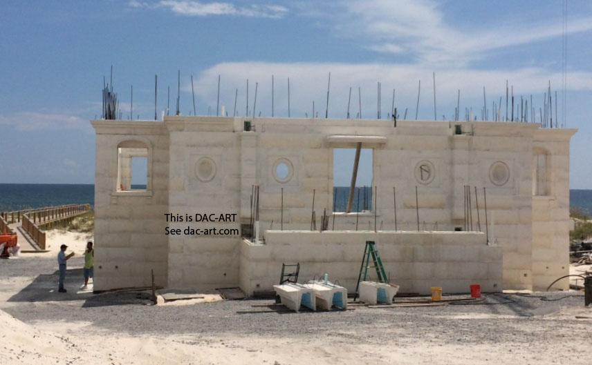 beautiful home being built by Dial Construction on the Gulf Shores AL coast in white DAC-ART stone